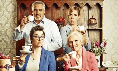 The Great British Bake Off'un sunucu ve hakemleri.