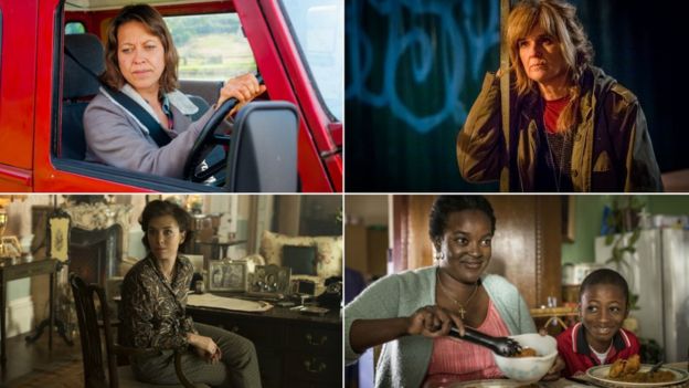 Sol üstten saat yönünde, Nicola Walker, Siobhan Finneran, Vanessa Kirby, Wunmi Mosaku with Sammy Kamara.