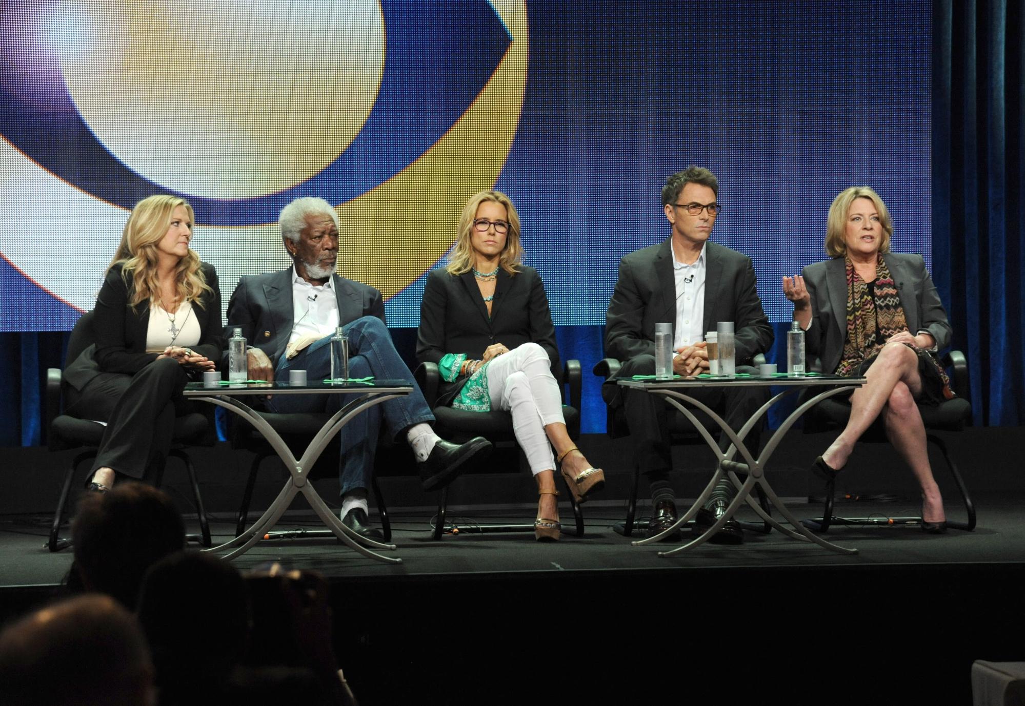 Lori McCreary, Morgan Freeman, Tea Leoni, Tim Daly, Barbara Hall. Beverly Hills, California. 
